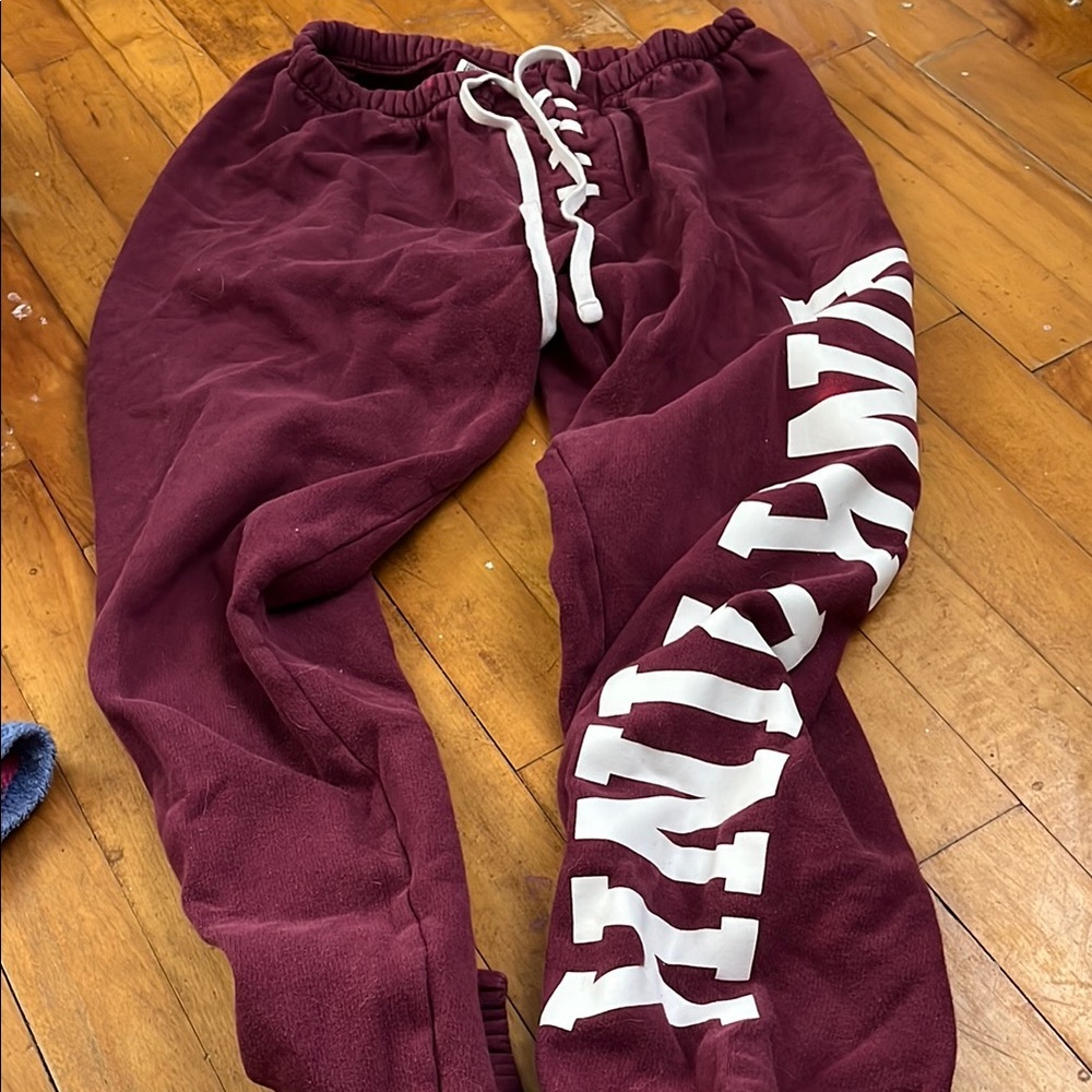 PINK Victoria's Secret Red Sweatpants with Elastic Cuffs